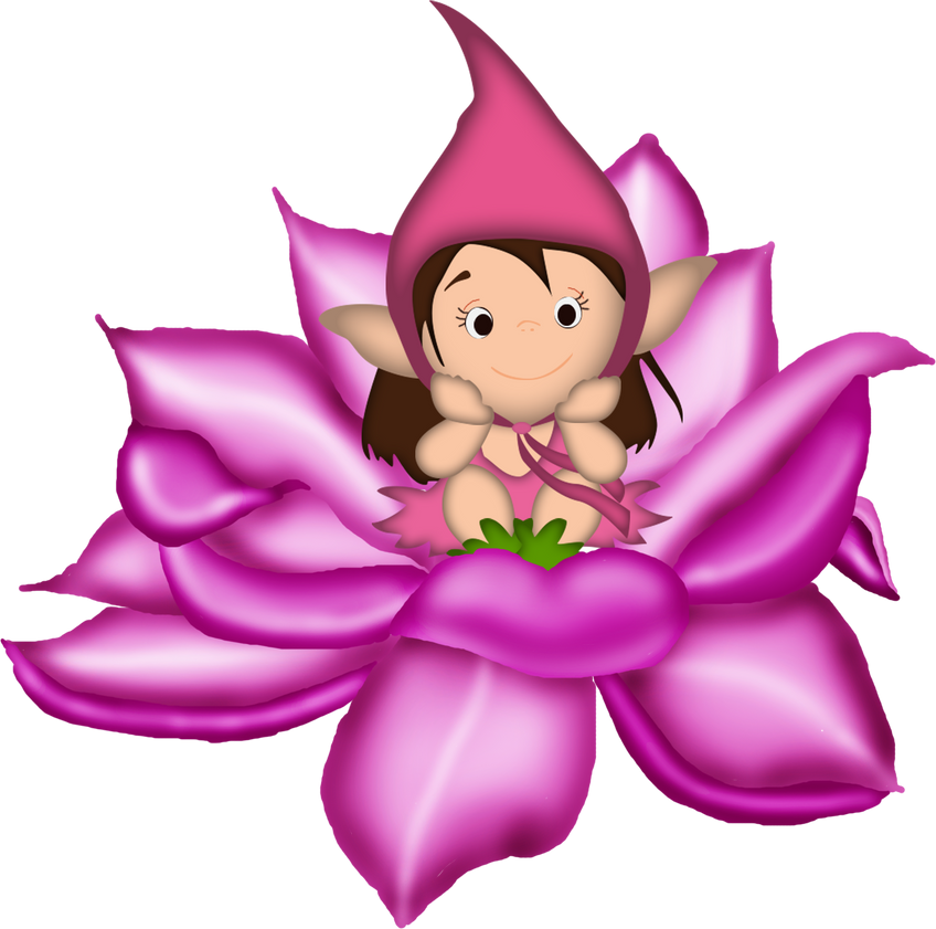 Elf Sitting on a Pink Flower